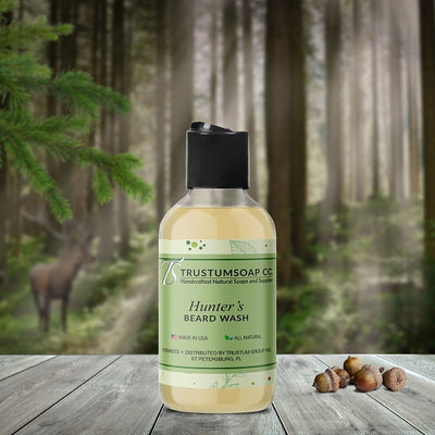 Our Hunter's Beard Wash is a mild cleanser that creates a refreshing, foamy lather leaving the skin feeling pampered, clean and lightly moisturized.