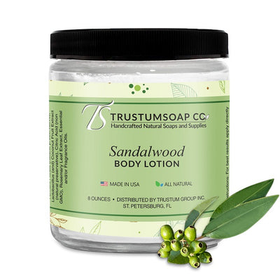 Moisturize your skin after a bath with our rich and creamy Sandalwood Body Lotion. Our lotion is all-natural and contains all-natural preservatives like radish root and rosemary extracts.